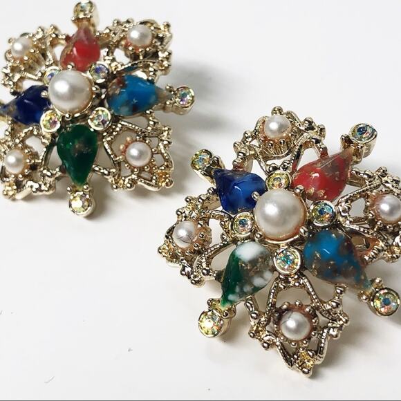 Vintage Sarah Coventry Galaxy Clip Earrings 1964 - Picture 2 of 4